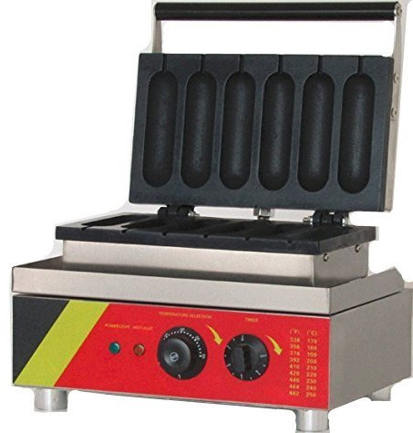 Hanchen Muffin Hot Dog Maker Baker Commercial Hot Dog Machine 6 PCS No-Stick Waffle Maker for American corn dog |Cream stick NP-530 with CE 220V