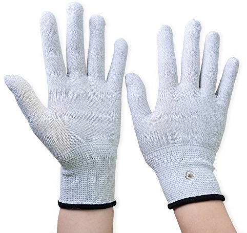 Aituo 1 Paar silberne leitfähige Handschuhe für den Einsatz mit TENS Maschine (Small)