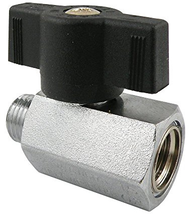 Mini Kugelhahn, Ventil, für Wasser, Druckluft, Vakuum, Mineralöle (G 1/8, Innen-/Außengewinde)