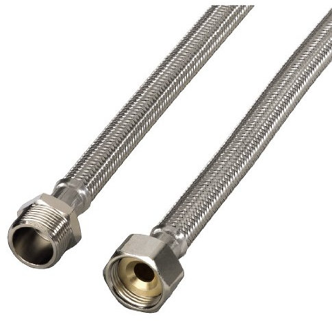 Xavax Rallonge flexible d'arrivée d'eau renforcée (pour tuyau d’entrée lave-linge et lave-vaisselle, tuyau d’arrivée de réservoir anti-flambement, 1 m, 1 pièce) Argent