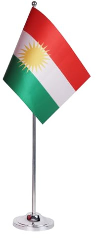 AZ FLAG Bordsflagga Kurdistan 22x15 cm Bordsbanér Kurdisk Satin Metallfot