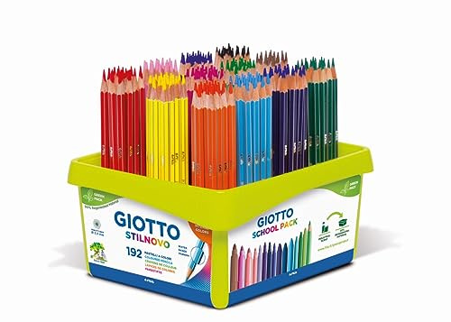 GIOTTO Stilnovo - Confezione per la Scuola da 192 Matite a Pastello Colorate, 3.3mm, 12 Colori Assortiti