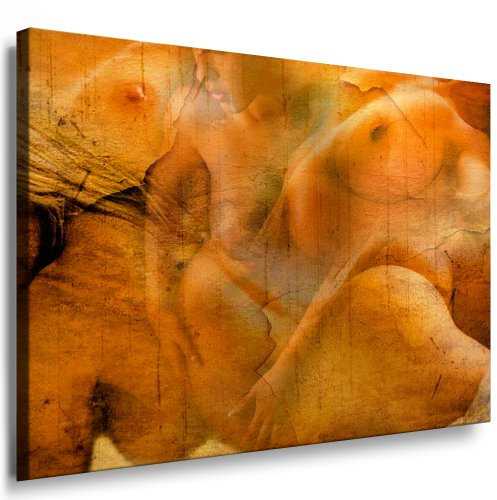 Bild auf LEINWAND AKT EROTIK GIRL abstrakt verschiedene Größen wählbar!!! gerahmt fertig auf HOLZRAHMEN Kunstdruck Wandbild auf Rahmen günstiger als Ölbild Gemälde/Poster/Plakat/kein Poster oder Plakat (80x60cm sephia)