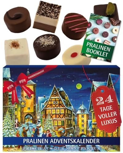 Hallingers Rothenburg – Calendario de Adviento chocolates hechos a mano sin alcohol de cacao precioso (caja) – Ideas de regalos de Navidad y regalos de Navidad | Felicidades Hanukkah Amistad G
