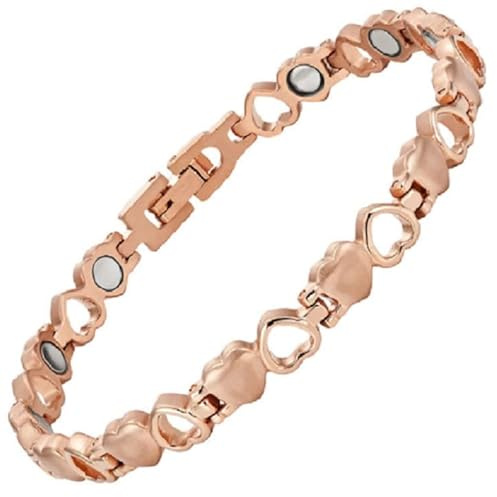 LB Magnetarmband mit 3000-Gauß-Magneten - Kupferherzen - 18,5 cm - Liebe und Glück - Vital Confiance Spezialist für Armbänder und Magnetschmuck