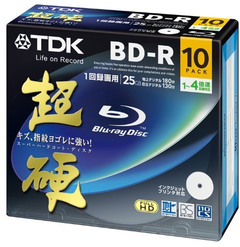 TDK Blu-ray Disc 10 Pack - BD-R 25GB 4X - Super Hard Coating Surface