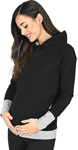 Mija - Pullover Mona 2 in 1 Premaman/Allattamento 1035 (IT 46, Nero/Melange)