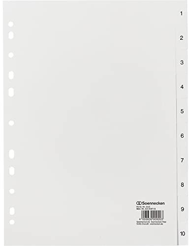 Soennecken Register 2115 DIN A4 1-10 volle Höhe PP weiß