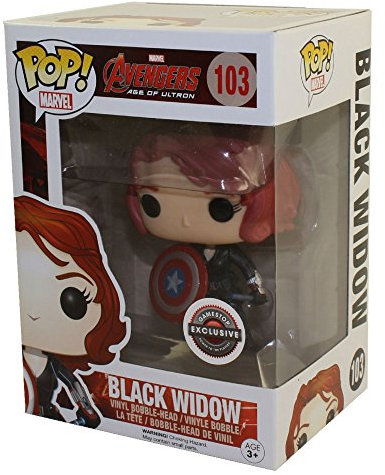 Black Widow with Captain America's Shield (Marvel) Bobble Head Funko Pop! Vinyl Figure by FunKo