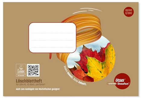 Staufen Ursus Style Löschblattheft, DIN A5, 10 Blatt, 80g/m² Recyclingpapier, perforiert, 1 Stück, Green