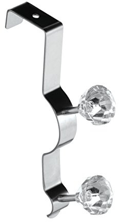 Premier Housewares Tür-Garderobe, 2 Haken mit Strasssteinen, transparent
