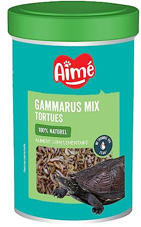 AiMÉ - Mix Gammarus - Mangime tartarughe acqua - Cibo tartarughe d'acqua - Mix molluschi e gamberetti per tartarughe d'acqua - Gammarus e gamberetti essiccati per tartaruga - 100 g - 1000 ml