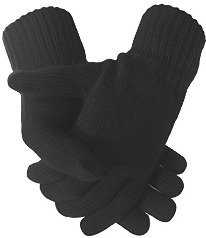 Ladies Super Soft Warm Fine Knit Thermal Winter FINGERLESS Gloves (Black)