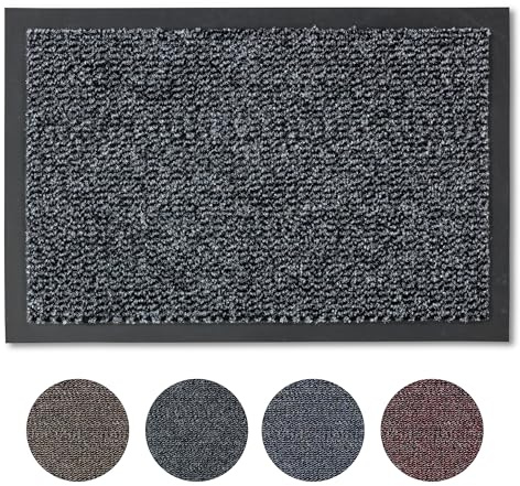 Carpido Fußmatte 60x80 cm für den Innenbereich - Türvorleger schnelltrocknend - Rutschfester Sauberlauf anthrazit - Schlichter Fußabstreifer | Rutschfeste Fußmatte Innenbereich Türvorleger schnelltrocknend Sauberlaufmatte langlebig Türmatte leicht zu reinigen robust
