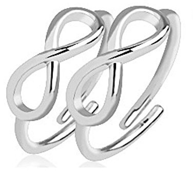Bungsa Infinity Mittelring Silber Unendlichkeitssymbol Zehenring (Zehring Fussschmuck Fussring Toe-Ring Nail Ring Mittelring Nagelring biegbar Verstellbar)