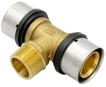 Pipetec Pressfitting T Stück 32x3 3/4 Zoll Aussengewinde TH Kontur Verbundrohr, DVGW, TH-Profil