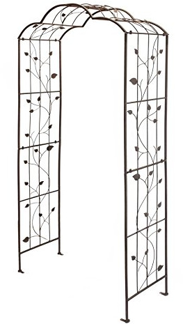 Dekoleidenschaft Rosenbogen Provencal aus Metall, stabil, Rankbogen in Rost-Optik, 116 x 223 cm groß, Torbogen wetterfest, Rosengitter, Rankgitter, Rankhilfe, Metallbogen, Gartenbogen
