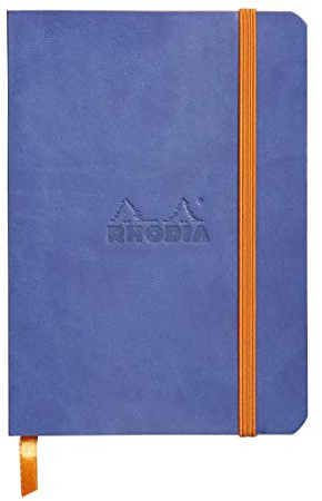 Rhodia 117358C Rhodiarama Notizheft (mit weichem Umschlag, dot grid, 72 Blatt, 90 g elfenbeinfarbenes Papier, DIN A6, 10,5 x 14,8 cm, Lesezeichen, Innentasche) 1 Stück saphirblau