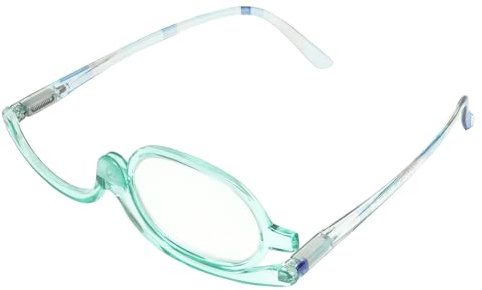 Calabria Flip Up Magnifying Makeup Reading Glasses +4.50 Blue Eye Make Up Cosmetic Rotating Single Lens Readers w/Soft Case