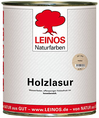 LEINOS 261 Holzlasur für Innen Farblos 0,75 l | Natürliche, atmungsaktive Lasur auf Wasserbasis – offenporig, lösemittelfrei, geruchsarm
