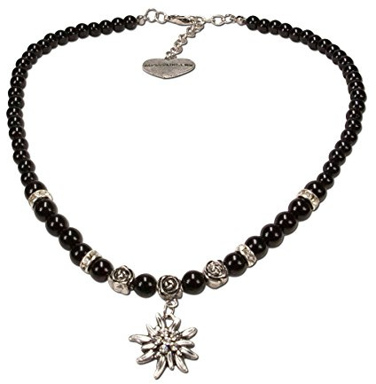 Alpenflüstern Perlen-Trachtenkette Fiona mit Strass-Edelweiß klein - Damen-Trachtenschmuck Dirndlkette in traditionellen Farben DHK122