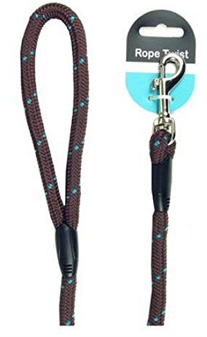 Rosewood Rope Twist Lead, 64-inch, Brown/ Teal