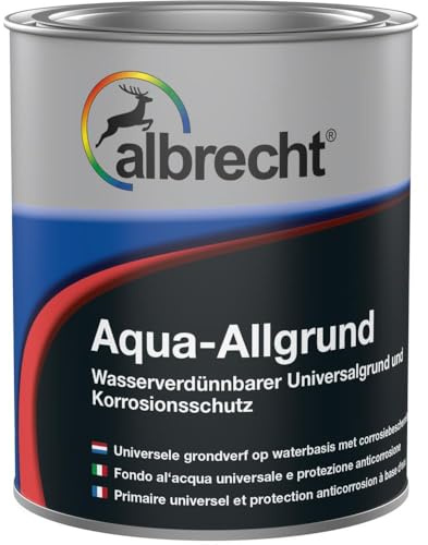 Albrecht Aqua‑Allgrund Weiß 750 ml | Wasserbasierter Universalgrund | Aktiver Rostschutz für Metall, PVC & Holz | Matt | Innen & Außen | Haftstark & schnelltrocknend