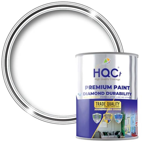 HQC Weather Shield White Smooth Masonry Paint | 1L in 30+ Colours | Storm Proof, Scrub Resistance & Waterproof | Weatherproof Technology Designed with Acrylic Resin for Ultimate Protection