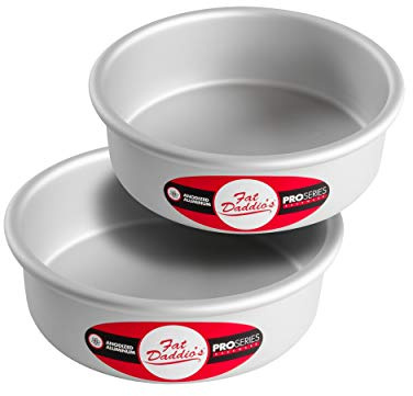 Fat Daddio's Anodized Aluminum Round Cake Pans, 2 Piece Set, 6 x 2 Inch