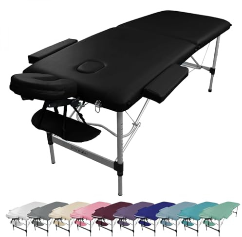 Vivezen - Table de Massage Pliante 2 Zones en Aluminium + Accessoires et Housse de Transport - Plusieurs Coloris