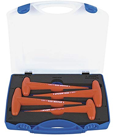 Unior 621648 - Juego de 4 Llaves Allen en T aislada VDE en Caja de plástico de 4 a 8 mm Serie 220TVDE4PB