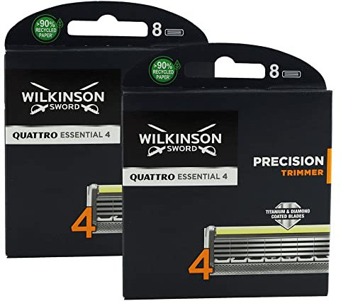 Wilkinson Sword 70010910 Quattro Titanium Precision 8 Klingen, 2 Stück