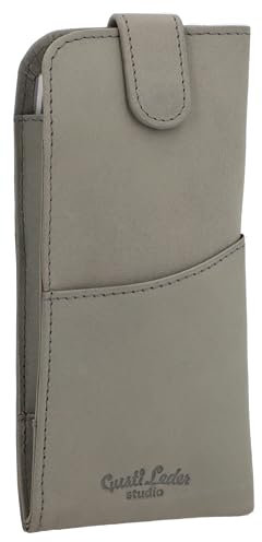 Gusti Brillenetui Leder - Kane Damen und Herren Brillentasche mit Stiftehalterung Grau