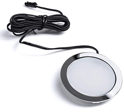 SO-TECH® Foco empotrable LED Giulia Foco empotrable para muebles Ultraslim / 12V / 3W / Blanco neutral - 4000K / 65 x 12 mm/Cromada