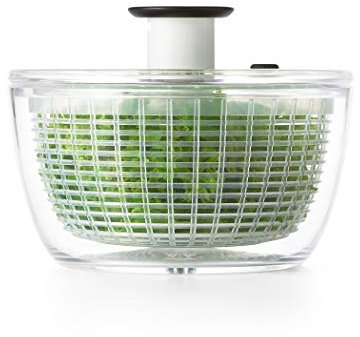 OXO Good Grips Mini centrifuga in resina per insalata 4.0, Trasparente, Piccola - Ciotola 2.7 L, Cestello 1.9 L