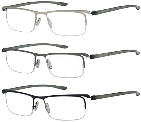 Eyekepper 3 Stuecke Plastik Buegel Leicht Halbrand Lesebrille Herren Damen