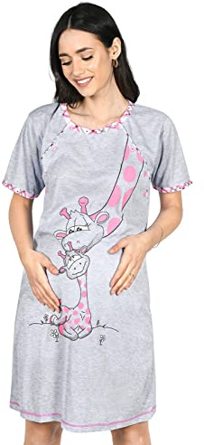 Mija - 2 en 1 Maternité/Allaitement/Coton Robe de Nuit 2050 (EU 38, Rose)