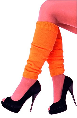 Erbwear® - Scaldamuscoli da donna Legwarmers sopra il ginocchio lavorato a maglia anni 80 anni '80 1 arancione Taglia unica