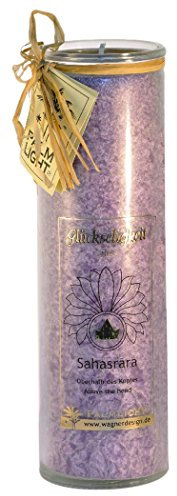 Palm Light Chakra Kerze – violett, 20cm, 100 Std. Brenndauer, in Kristalloptik, Hochwertig für Innen & Außen