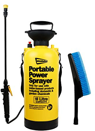 Streetwize - 10L Portable Power Washer Sprayer, Hand Operated Pump | Power Sprayer | Garden Sprayer | Bike Cleaner | Car Washer Sprayer | Brush & Hose Included (SWPW2)