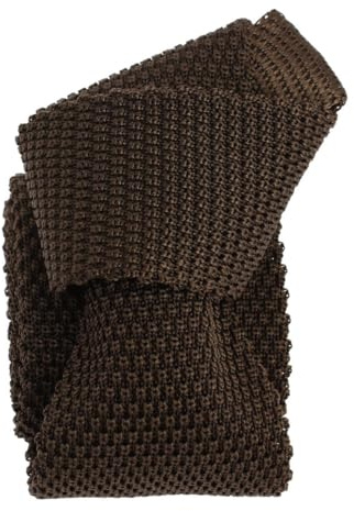 Tony & Paul. Cravate tricot. TONY, Soie. Marron Chocolat - Uni - FABRIQUE EN ITALIE.