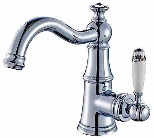 Landhaus Bad Einhebel Armatur Keramik Griff Kristall Glasknauf Chrom Schwenkbar 360° Sanlingo
