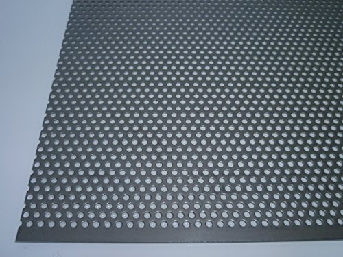 B&T Metall Loch-Blech 20x45cm | Blech-Zuschnitt 1,0mm stark, Rund-Lochung Ø 3mm versetzt RV 3-5 | Edelstahl-Blech nach Maß, V2A, gelocht, blank gewalzt | Loch-Gitter 1.4301, rostfrei