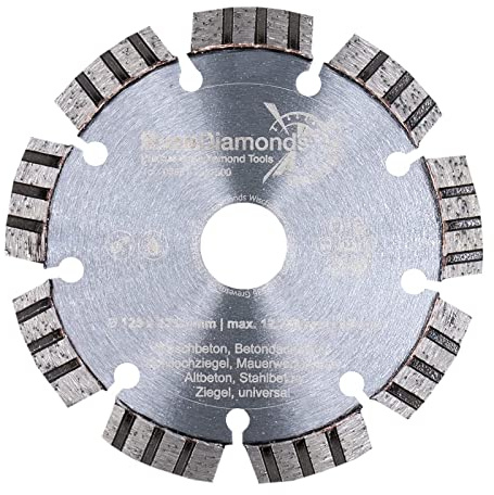 EDW Profi Diamanttrennscheibe 125 mm x 22,23 mm TURBO SUPERCUT universelle Diamant Trennscheibe für Beton Stahlbeton Granit Mauerwerk