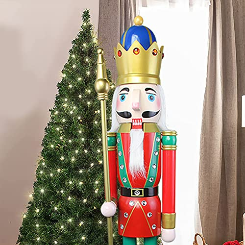 CDL 120cm de Altura tamaño Grande/tamaño Gigante Rojo Navidad Adorno de Cascanueces Rey de Madera en Soporte cetro de Oro para Interior Exterior Navidad/Caso/Ceremonias/Comercial decoración K18