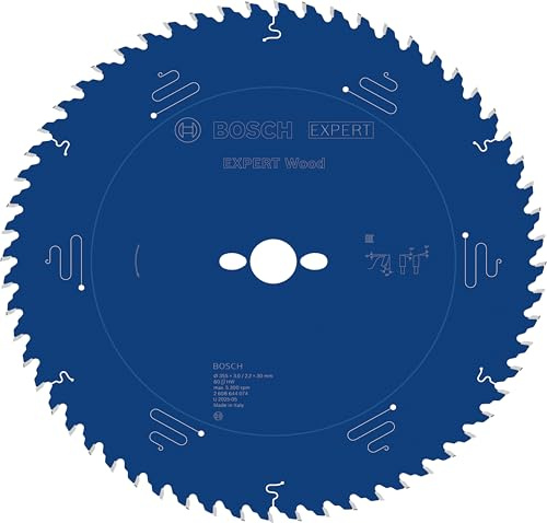 Bosch Professional 1x Kreissägeblatt Expert for Wood (Holz, Sägeblatt Ø 355 x 30 x 3 mm, 60 Zähne, Zubehör Kreissäge) | für Weichholz, Hartholz, Ø 355 mm, Professional Zubehör kabelgebundene Handkreissägen, Tauchsäge