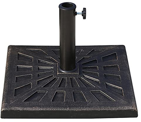 Outsunny 15kg Resin Durable Patterned Colophony Garden Patio Square Umbrella Stand Base Stand Bronze