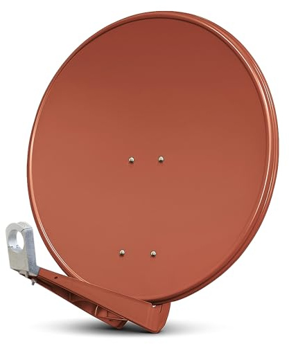 Premium X DELUXE85 Satellitenschüssel 85 cm Sat Schüssel aus Aluminium in Ziegelrot Offset Satelliten Antenne FullHD 4K UltraHD