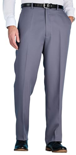 Chums Men's Classic Fit Expandable Waist Formal Smart Flat-Front Trousers