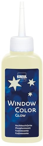 Kreul 42740 – Fönsterfärg nattljusgul 80 ml, vattenbaserad fönsterfärg, med strukturerad yta, för glas, speglar, kakel och andra släta ytor